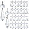 HDCRYSTALGIFTS Perline ottogane in vetro trasparente a forma di ghiacciolo per lampadario, confezione da 50 (38 mm e clip a cerchio argentate)