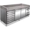 Ristoattrezzature Modello: 102680050023348,Banco pizza 2 porte 7 cassetti 202,5x80x100h cm per pizzeria ristorante - KI
