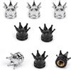 DEANKEJI Tappo Valvola Automobile 4 Pezzi Valvola Pneumatico Ruota, Corona Argento/Nera, Valvola per Pneumatici, Motorcycle Tyre Valve Caps, per Auto, Moto