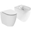 CERAMICA AZZURRA Sanitari Comoda 54 filomuro traslati senza brida copriwater soft close bianco - Cod. Articolo: CMVCTTE0000GBI+CMBIT000000MBI+COM1800F