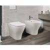 BAGNOEXPERT Sanitari Wabi Filomuro 52x34 cm Senza Brida con Copriwater Slim Soft Close - Cod. Articolo: WAVA01SB+WABI01+WASESCSL