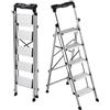 VEVOR Scaletta Pieghevole Salvaspazio con 5 Gradini con Ampio Pedale Antiscivolo e Impugnatura Comoda, Scala a Pioli Portatile in Alluminio con Capacità di 150 kg, Multiuso per Cucina, Magazzino