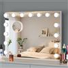 Ruication Hollywood - Specchio cosmetico con luci, grande illuminato per il trucco, 58 x 46 cm, 15 lampadine dimmerabili, controllo touch screen e porta USB