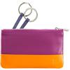DUDU Astuccio portachiavi colorato in pelle uomo donna formato bustina con zip Fucsia