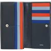 DUDU Portafoglio Donna Pelle RFID Design Colorato Lungo con Portamonete Zip 18 Porta Carte e Chiusura a Bottone Navy