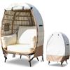 okcool Copertura per sedia a uovo da esterno, copertura impermeabile per sedia a uovo con cerniera per sedie da giardino in vimini (beige e marrone, adatta per sedie a uovo da 109,2 x 63,5 x 140 cm