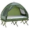 Outsunny Set da Campeggio Tenda Letto 2 Persone Materasso Gonfiabile con Borsa per il Trasporto in Polietilene, Verde Scuro