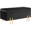 HOMCOM Pouf letto con spazio di archiviazione, Metallo, Legno di Gomma, Schiuma, 100 x 40 x 42 cm, Nero