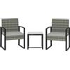 Outsunny Set bistrò in rattan, set da giardino 3 pezzi con 2 sedie da giardino, tavolino, cuscini rimovibili Hellgrau | Aosom Italy