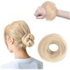 FIDWALL Scrunchies per capelli lisci per donne, parrucca elastica con elastico, chignon elastico per capelli con capelli, accessorio per ciambella Scrunchies, panini sintetici per capelli finti (Biondo chiaro