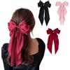 YFelomatric 3 pezzi fiocco nero elegante lungo forcine per capelli, grande fermaglio per capelli a forma di fiocco, da donna (nero, rosso, rosa)