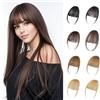 FIDWALL Frangia Clip-In, Frangia Sottile con Tempie, Estensione Frangia, Posticcio con Clip, Frangia Extension per Donna Uso Quotidiano (Frangia Leggera Castano Mocha)