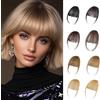 FIDWALL Frangia Clip-In, Frangia Sottile con Tempie, Estensione Frangia, Posticcio con Clip, Frangia Extension per Donna Uso Quotidiano (Frangia Leggera Oro Champagne)