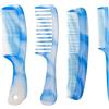YFelomatric Set di 4 pettini per capelli azzurri, per uomini e donne, denti larghi, denti fini, coda di ratto, doppio pettine con denti fini e larghi
