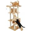 AQPET Tiragraffi XXL 170cm per Gatti con Cuccia, Albero Gioco Multifunzionale e Parco Giochi Completo, colore Beige