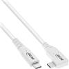 InLine Cavo USB 4, 240 W, cavo di ricarica USB-C a USB-C, ad angolo singolo, PD 3.1, 40 Gb/s, 8K a 60Hz, Thunderbolt 3, per schermi, dischi rigidi, schede grafiche, smartphone e altro, 1 m, bianco,