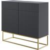 Selsey Cassettiera, Engineered Wood, Nero, 100 cm