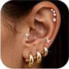 Set Da 12 Pezzi Di Orecchini Piercing In Acciaio Inossidabile – Borchie Cartilagine E Cerchi Helix, Ipoallergenici, Argento E Oro - copertina