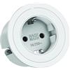 BACHMANN Presa da incasso PIX, 1 presa con 2 anelli decorativi (bianco e effetto acciaio inossidabile), cavo da 2 m, presa da tavolo per cucina, ufficio o soggiorno, bianco, 926.301 (solo profondità