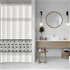 ASDCXZ Tenda da doccia a righe 90 x 180 cm, stile moderno, stile bohémien, righello, bianco e nero, geometria, lavabile, stretta, tessuto poliestere, impermeabile, per vasca da bagno, con 6 ganci, per