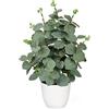 Oairse Pianta artificiale di eucalipto 36 cm piante finte in vaso realistico eucalipto in vasi neri pianta verde pianta decorativa per interni per casa, ufficio, cucina, bagno decorazione