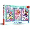 Trefl - Puzzle 3in1: Gabby's Dollhouse, I Giorni Colorati di Gabby - 3 x 80 Pezzi, Confezione con Tre Puzzle per Bambini dai 5 anni