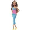 Barbie - Signature Looks, Bambola snodata castana con abito longuette monospalla, look alla moda esclusivo da collezione, giocattolo per bambini, 6+ anni, HJW82