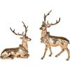 BIANCHI DINO Set 2 Renna Oro Resina 22cm Decorazione Natalizia Natale