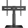 FITUEYES Supporto TV da Tavolo per 32-65 Pollici, Girevole e Regolabili in Altezza & 8mm Vetro Base TV Universale, Max VESA 600x400mm Portata 40kg