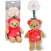 BABY born for babies Teddy Fragola 18 cm con massaggiagengive, sonaglio e carta frusciante, lavabile