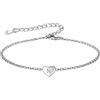 FOCALOOK Bracciale Donna Argento 925 Bracciale con Iniziale N Bracciale con Lettera N Bracciale Bambina Argento Bracciale Argento Ciondolo Cuore Regalo per Donna Ragazza Bambina