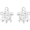 Zenvie Orecchini a lobo a forma di tartaruga in argento sterling con cristalli o pietre di Boemica color acqua, 10 mm x 9 mm, confezione regalo inclusa, 7 mm, Argento sterling, Nessuna pietra preziosa