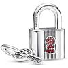 PANDORA a forma di lucchetto e chiave Moments in argento Sterling con cristallo rosso salsa