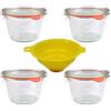 mikken - 4 vasetti in vetro con bordo rotondo, 250 ml, accessori inclusi