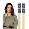 KONFEN 12 Pezzi Extension Capelli Clip Tinsel Hair Glitter, 50 CM Ciocche Brillantini per Donna, Strisce Estensioni Orpelli, Accessori Capelli Glitterati per Quotidiano Creative Acconciature, oro
