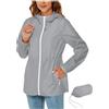 Generic Giacca impermeabile per le donne a maniche lunghe antivento con cappuccio giacche a vento escursionismo casual estivi cappotti antipioggia alpinismo giacche antipioggia ripiegabili all'aperto trench