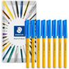 STAEDTLER Stick 430F - Penna a sfera, punta fine da 0,3 mm, confezione da 8 pezzi, colore: blu