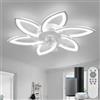 YUNLONG Lampadario Intelligente con Ventilatore e Controllo Alexa, Nessun WiFi Richiesto, Plafoniera con Ventilatore Design Moderno a Fiore, Lampadario Ventola per Camera da Letto, Soggiorno, Bianco