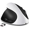 AURTEC Mouse Sinistro, Mouse Verticale Ergonomico Wireless Ricaricabile 2.4G con Ricevitore USB, 6 Pulsanti e 3 DPI Regolabile 800/1200/1600 per la Mano Sinistra, Bianco