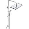 JOHO Colonna Doccia in Acciaio INOX senza Miscelatore Termostatica, Asta Doccia Saliscendi con Soffione e Doccetta, Set Doccia a Pioggia con Soffione 35x25 cm Cromo