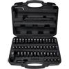 FreeTec Kit da 52 pezzi cuscinetti per ruota, dischi di montaggio, anelli di tenuta radiale, pistoni, cuscinetti, elastici, estrattore, pressa, strumento, set guida 18-65 mm (Nero)