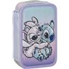 Stitch Disney Stitch e Angel - Astuccio 3 scomparti per bambini, per la Scuola Elementare o tempo libero, 3 Zip