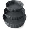 Space Home - Set 3 Stampo Crostata Furba con Fondo Removibile - Teglia per Quiche e Crostata Alto - 20, 24 e 28 cm