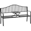 Outsunny Panchina da Giardino 2 Persone con Tavolino Estensibile Metallo 150 x 53 x 95 cm Nero|Aosom