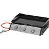 Outsunny Piastra Antiaderente a Gas Barbecue con 3 Bruciatori da 3kW da Tavolo, 62x46x21cm, Nero | Aosom Italy