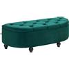 HOMCOM Poggiapiedi con Spazio di Archiviazione, Baule, Imbottito, Coperchio con Chiusura Soft-close, Effetto Velluto, 120 x 46 x 42 cm, Verde Scuro