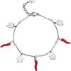 Beloved ❤️ Bracciale in acciaio con cornetti portafortuna e charms quadrifoglio - lunghezza regolabile - in acciaio inossidabile anallergico - silver (Colore Silver, Quadrifogli)