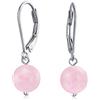 Bling Jewelry Perlina Rotonda Semplice Quarzo Rosa Chiaro Orecchini A Sfera A Leva Per Le Donne .925 Argento 925 Pietra Di Nascita Di Febbraio