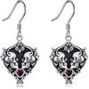 YAFEINI Orecchini gotici a forma di cuore, da donna, in argento Sterling, con ciondolo a forma di cuore e streghe, gioielli gotici neri, regalo di Halloween per donne, 15.8 mm x 34.1 mm, Argento sterling, non