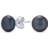 Bling Jewelry Nero D'Acqua Dolce Coltivato Pulsante Perla Palla Orecchini Per Le Donne .925 Argento Sterling 7Mm